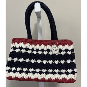 The SAK Purse Red White and Blue Crochet Handbag Patriotic Snap Small Purse